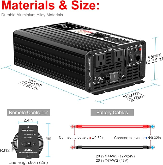 Xijia 1500W Pure Sine Wave Solar Power DC 24V Inverter AC 120V 60HZ Solar - Image 8
