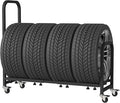 Rolling Tire Rack 43.5" x 13" x 37.4", 2 in 1 Metal Garage Tire Storage Rack by Neorexon