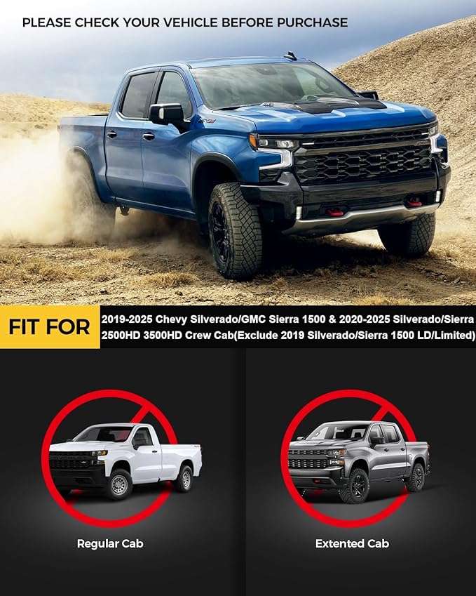 KYX Running Boards Fit for 2019-2025 Chevy Silverado/GMC Sierra 1500 2020-2025 - Image 2