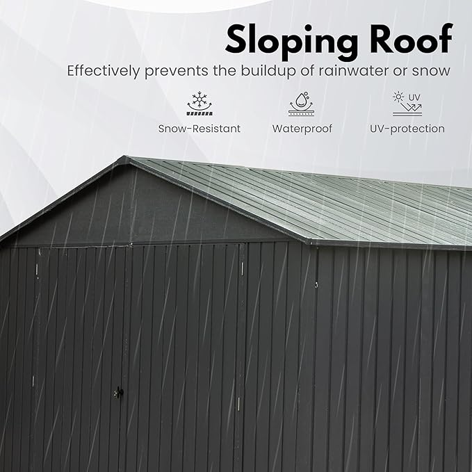Domi 12'x25' Metal Garage Shed, Heavy Duty Outdoor Steel Carport - Image 3