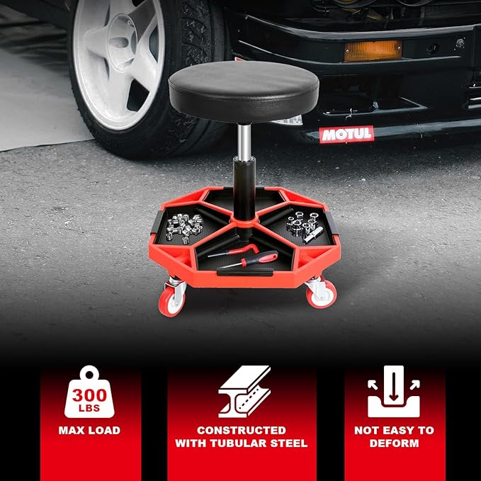 Torin ATRXF8308B Pneumatic Mechanic Stool/Rolling Shop Creeper Seat - Image 4