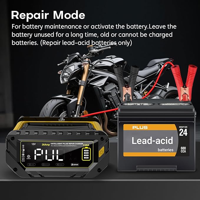 Battery Charger 0-26A 6V/12V/24V Lithium LiFePO4 Lead Acid, Fully Automatic Car - Image 6