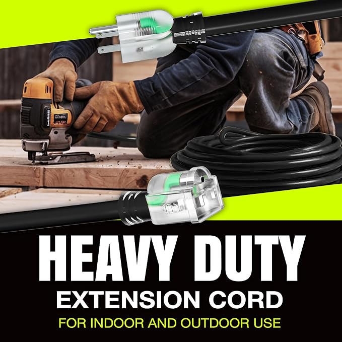 200ft Outdoor/Indoor Extension Cord 12/3 Gauge Extra Heavy Duty 3 Prong SJTW - Image 7