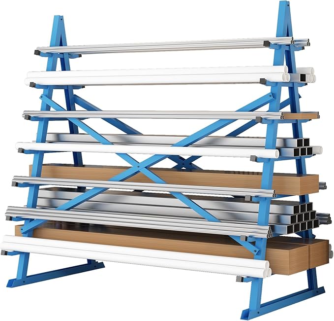 Horizontal Lumber Storage Rack, Heavy Duty 2000 LBS, 60” W x 66” H x 40” D by Hymula