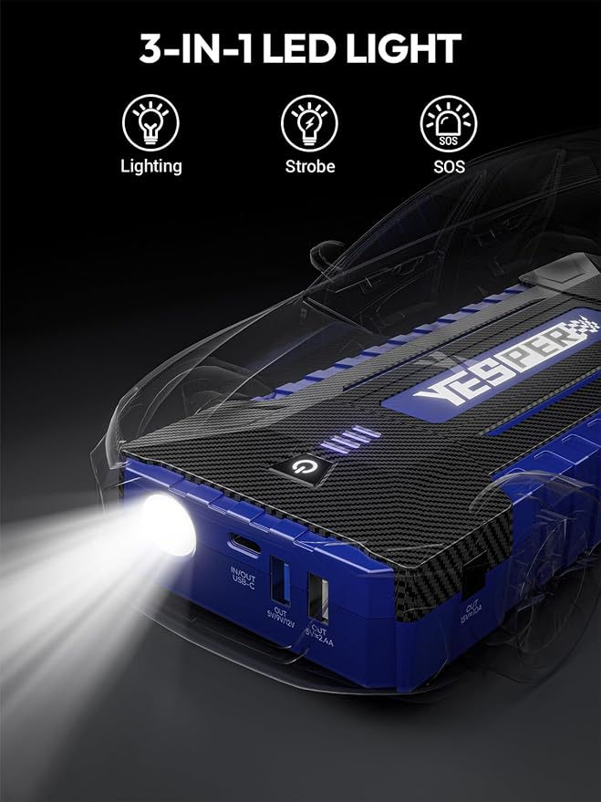 YESPER 2160A Car Jump Starter Portable，Battery Jumper Booster Pack, Boost Jump - Image 6