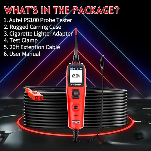 Autel PowerScan PS100 Circuit Tester, Universal 12V 24V Automotive Power - Image 7