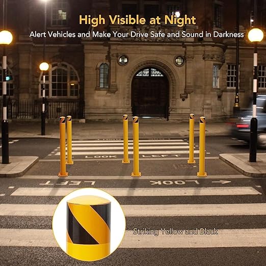 Safety Bollard 6 Packs, 36 Inch High Heavy-Duty Yellow Safety Bollard Steel - Image 6