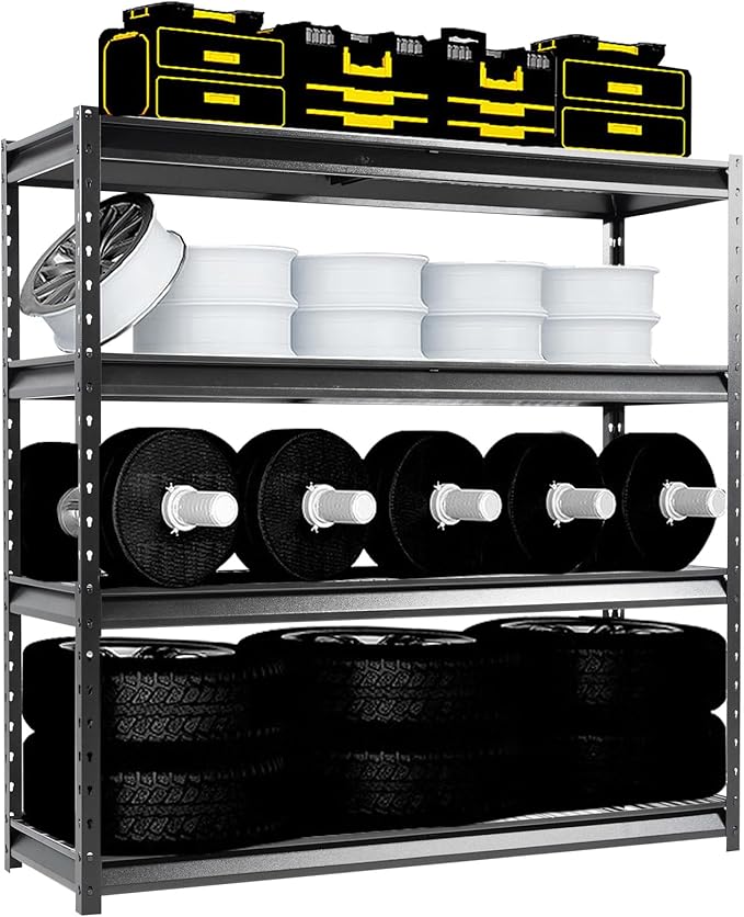 The Atlas 72" W Metal Garage Shelving Unit Load 12000 Lbs, 4 Tier Heavy Duty by Shuntong