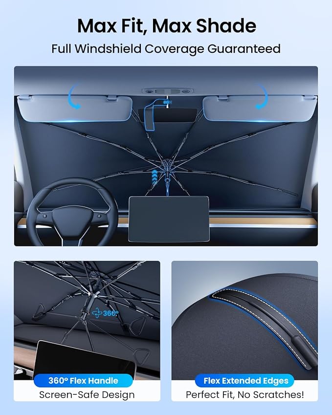 REEVAA 2025 Upgraded Truck Windshield Sun Shade Umbrella Protect Interior - Image 4