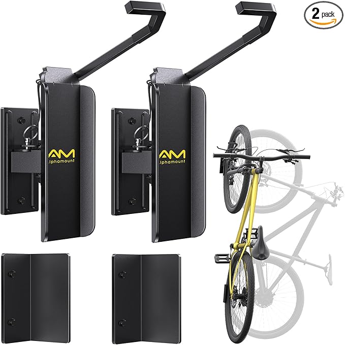 AM alphamount Swivel Bike Wall Mount, Metal Wall Bike Rack by AMalphamount