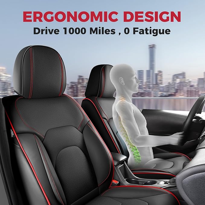 FREESOO Car Seat Covers Full Set, Waterproof Automotive Seat Covers, Leather - Image 3