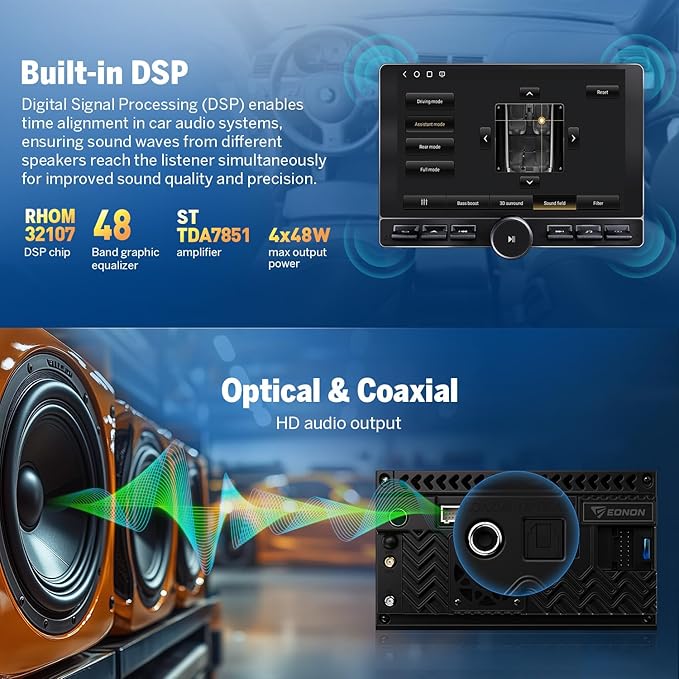 Eonon 8-Core 8GB+128GB Double Din Car Stereo, 10.1 Inch Wireless - Image 7