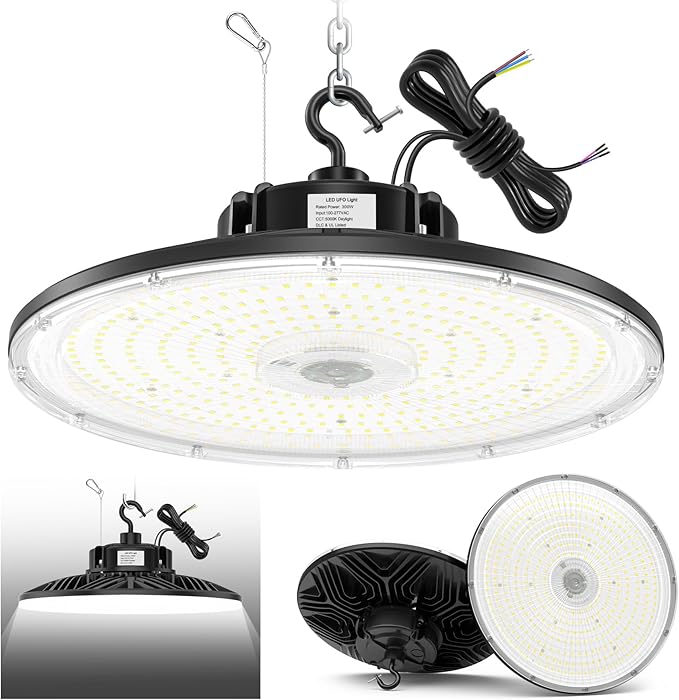 300W UFO LED High Bay Light 1-10V Dimmable, 5000K Daylight 42000LM, UL DLC by BBESTLED
