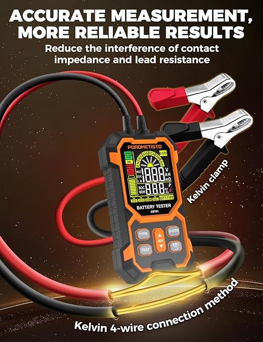 12V 24V Car Battery Tester, POROMETISTO CBT01 Automotive Battery Checker - Image 5