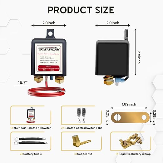 Car Remote Battery Disconnect Switch 12V, 250A Top Post Negative Battery Shut - Image 6