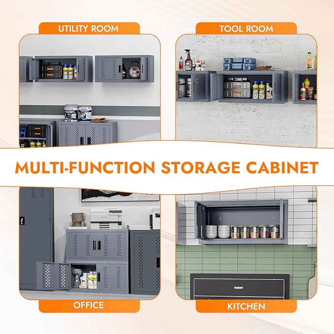 Metal Wall Storage Cabinet Steel Wall Mounted Garage Storage Cabinet - Image 5