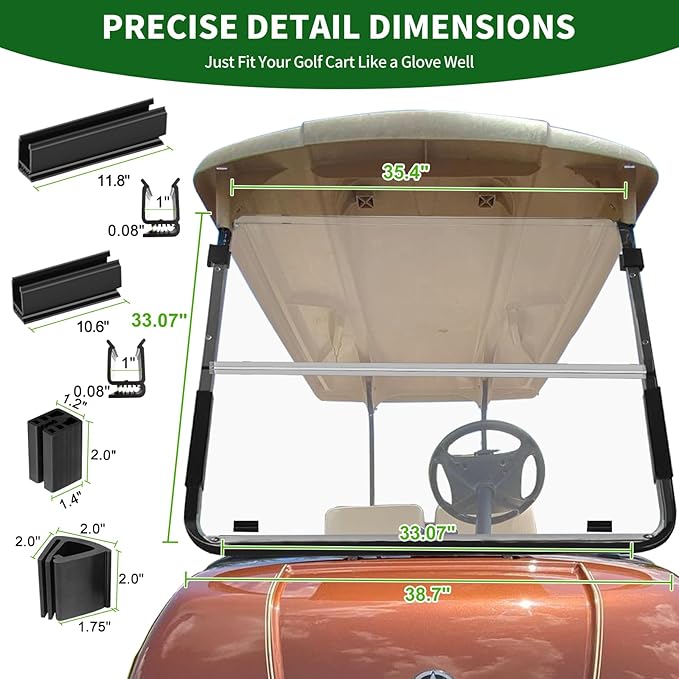Golf Cart Foldable Windshield 3/16" Thicken Only Fits 2003-2006 Yamaha G22 - Image 4