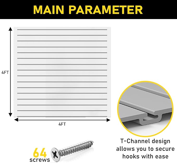 4'H x 4'W Slatwall Panel Garage Wall Organizer: Heavy Duty Wall Mounted PVC - Image 7