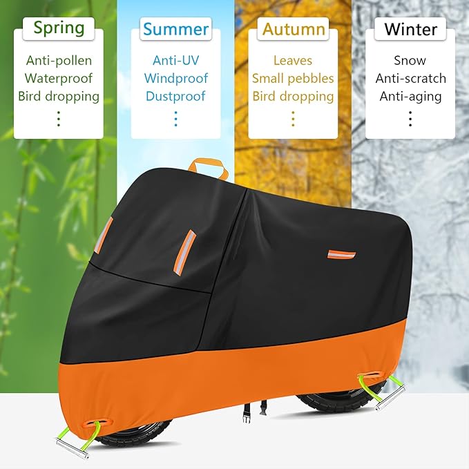 Large Motorcycle Cover Heavy Duty Motorcycle Tarp All Season Durable Waterproof - Image 6