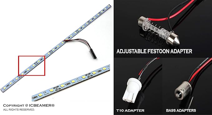 ICBEAMER Super White 12" inch 24-SMD-2835 Chips LED Strip Light Universal Fit - Image 3