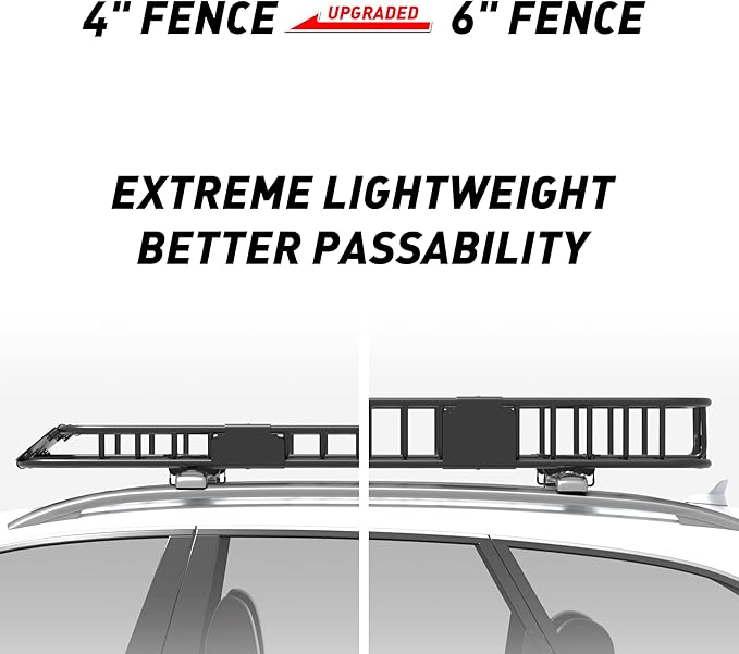 Wildroad Roof Rack Cargo Basket, Upgraded 4” Fence Wide Car Roof Basket - Image 5
