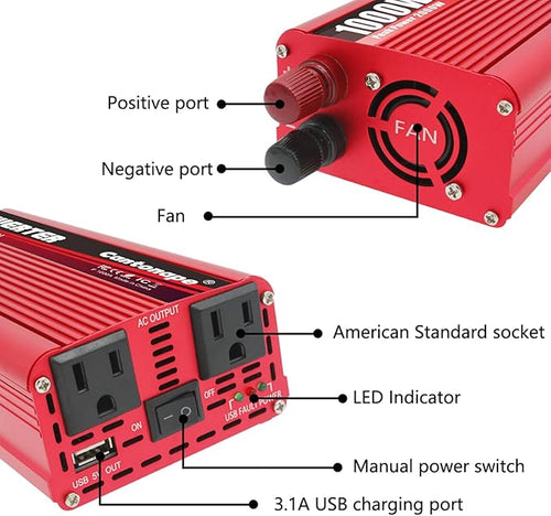 1000W/2000W DC 12V to 110V/120V AC Power Inverter Converter - Image 2