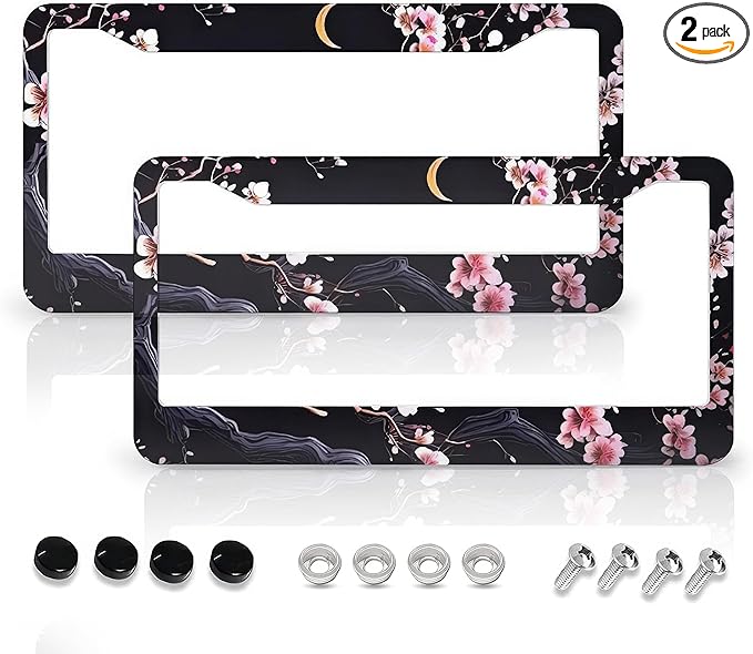 Flowers Plum Blossom Moon License Plate Frames by LMUCYISYIS