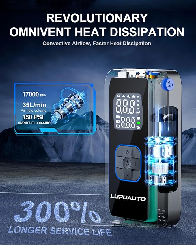 Tire Inflator Portable Air Compressor, 150PSI Air Pump Tires Portable - Image 5