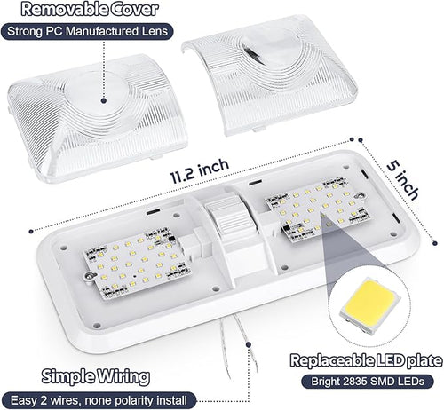 10 Packs RV Lights Interior 12V Led 8W Ceiling Double Dome Camper Light 600 - Image 2