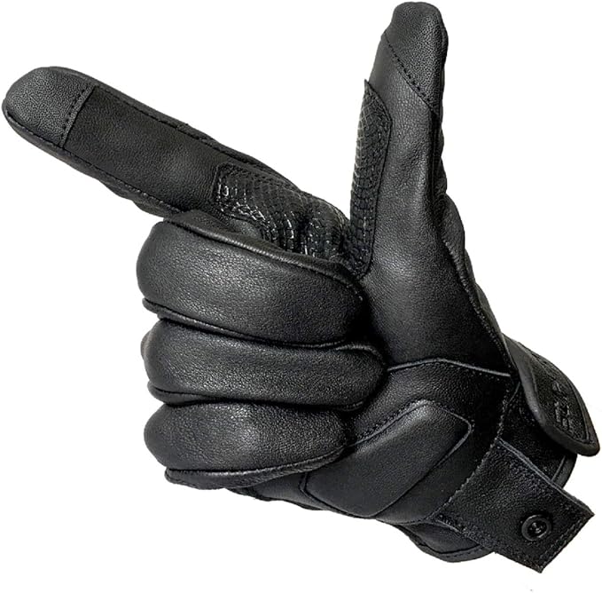Superbike Updated Black Leather Motorcycle Gloves Hard Knuckle Armored - Image 6