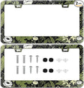 2 Pcs Sage Green Floral License Plate Frame Plant Flowers Stainless Steel by TXWWXT