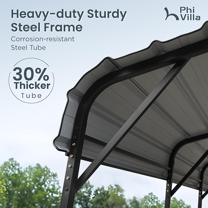 PHI VILLA 20 x 20 ft Carport 2 car Metal Carport Tent - Image 9