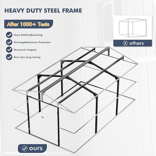 10x16 FT Metal Outdoor Shed Extra Large Waterproof Tools Storage House - Image 2