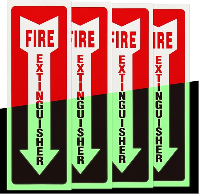 Madrigal Fire Extinguisher Glow in the Dark Sticker Sign, fire extinguisher sign by Unknown