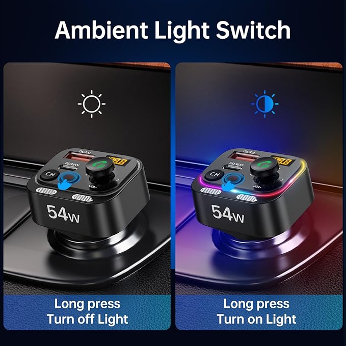 Syncwire Bluetooth 5.4 FM Transmitter Car Adapter 54W Wireless Radio Receiver - Image 5