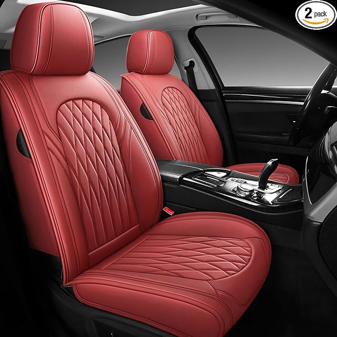 WELLDO Car Seat Covers Front Seats, Leather Seat Covers by WELLDO
