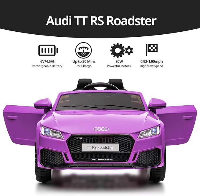 Electric Car for Kids, Licensed Audi 6V Kids Ride on Car Toy for Toddlers - Image 3