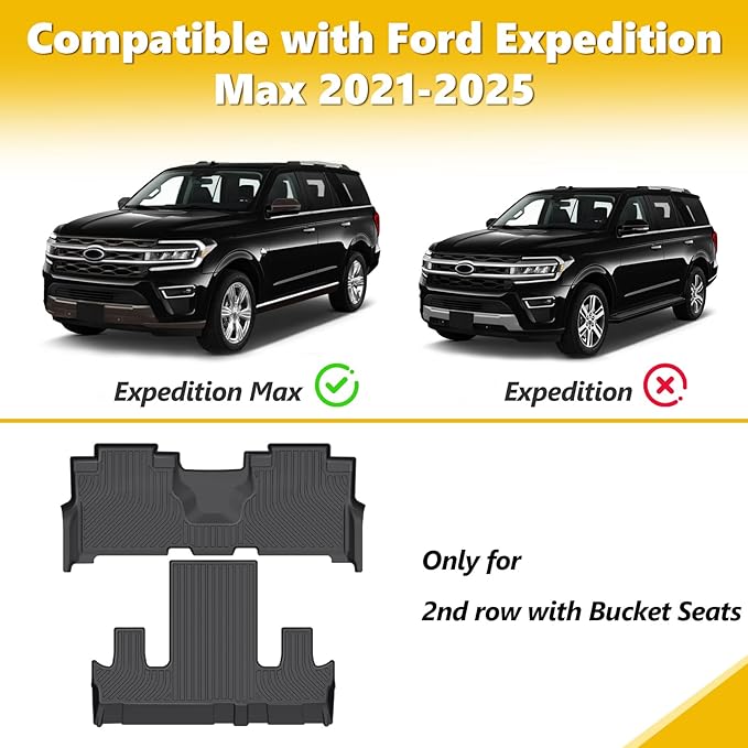 GINOWY-Floor Mats for Ford Expedition MAX 2025 2024 2023 2022 2021 Bucket Seat - Image 4