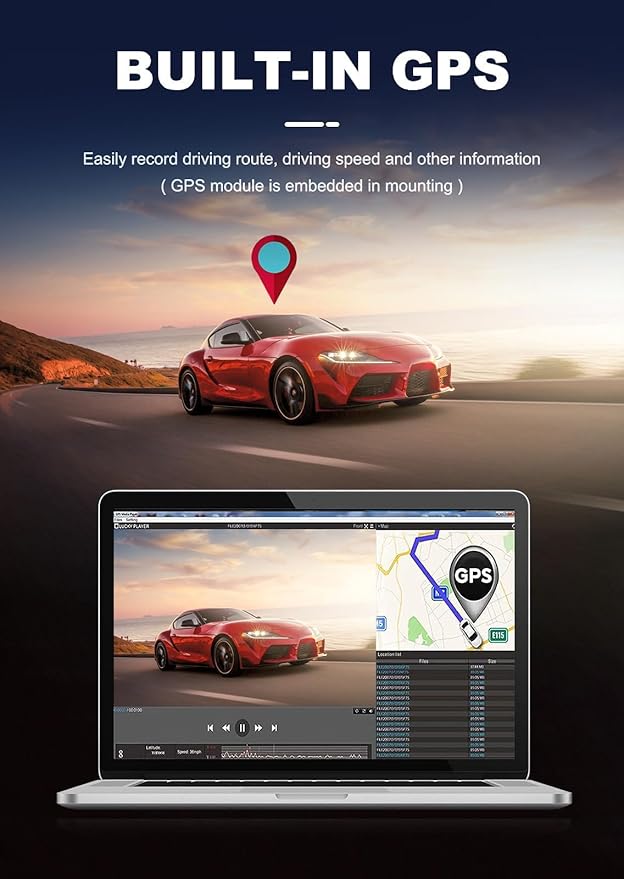 JOMISE Dash Cam Front and Rear 4K+1080P, Starvis Sensor, Built-in GPS, Night - Image 3