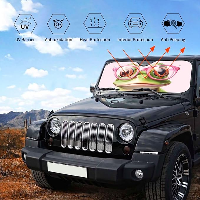 Funny Frog Car Sun Shade Windshield Sunshade Foldable Front Window Shield Cover - Image 6
