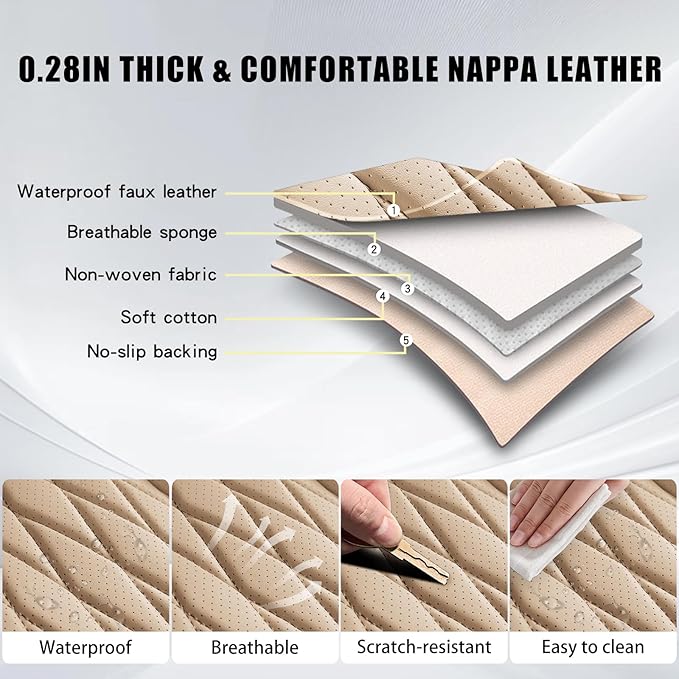 WELLDO Car Seat Covers Full Set, Leather Seat Covers - Image 8