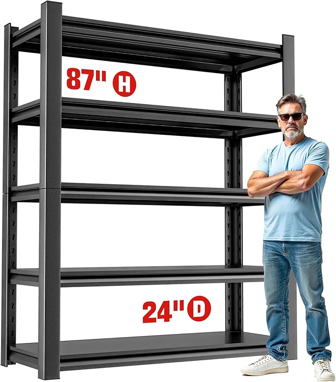 Metal Garage Shelving – 5 Shelf Heavy Duty Storage Rack by OLLRRACT