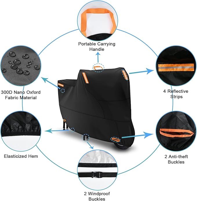 Motorbike Cover Waterproof Outdoor, Motorcycle Scooter Moped Cover Sun Rain - Image 3