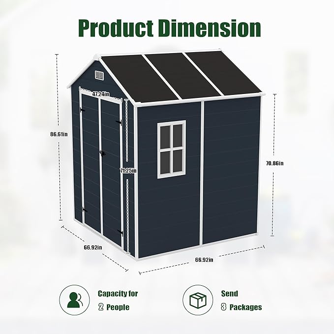 6x6 FT Outdoor Storage Resin Shed - Image 9