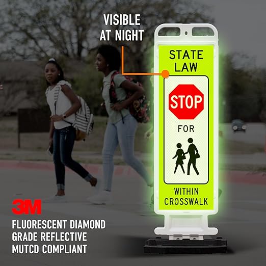 State Law Stop for Pedestrian in Crosswalk MUTCD R1-6a Sign, Double Sided 3M - Image 4