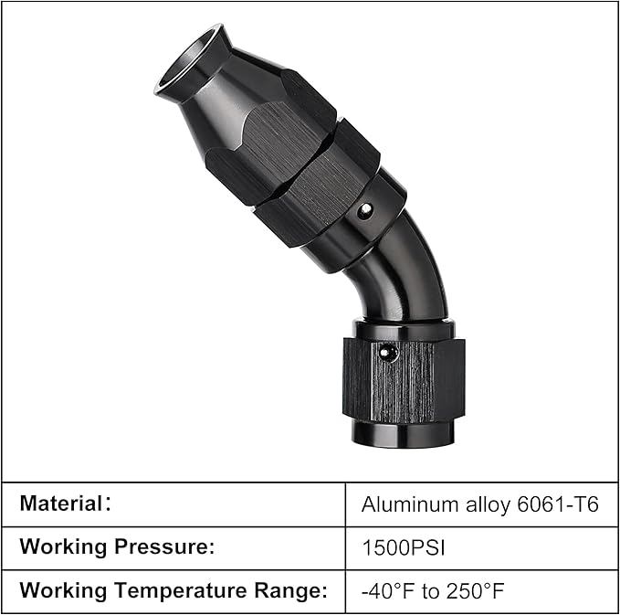 EVIL ENERGY 4AN 45 Degree PTFE One Piece Full Flow End Hose Fitting Aluminum - Image 3