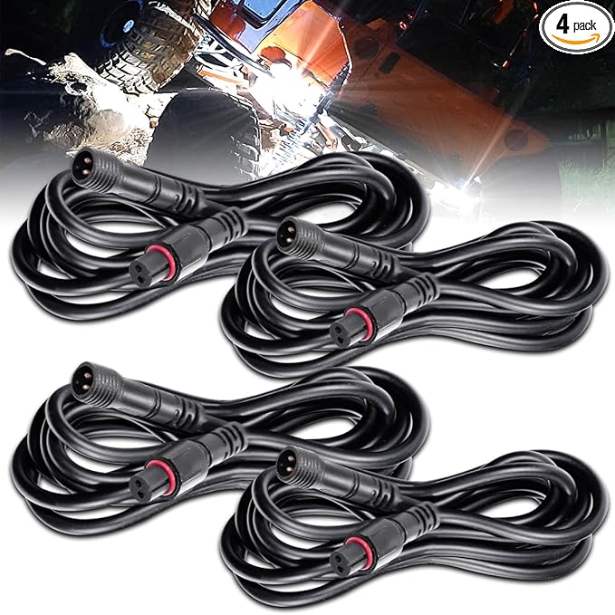 LED Rock Lights Extension Cable Wire Cord 2Pin Waterproof 4PCS 5ft 22AWG by LEDMIRCY
