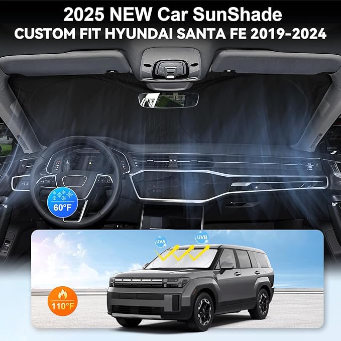 Custom Sunshade for Santa Fe Windshield Sun Shade for 2026 2025-2019 Hyundai - Image 4