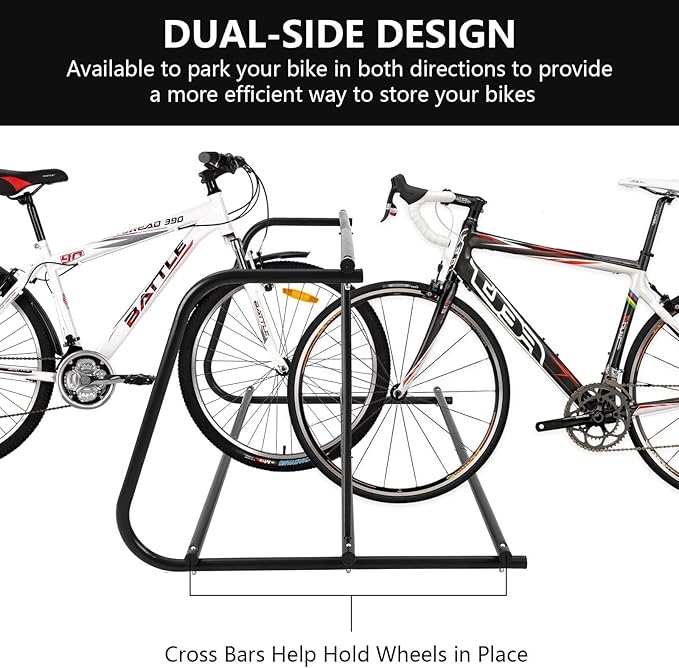 Commercial Floor Bike Rack Stand-10 Bike Rack, Dual Slot Size and Dual-Side - Image 3