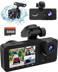 3 Channel Dash Cam, 4K+1080P Dash Cam Front and Rear Inside, Dash Camera by lensuge